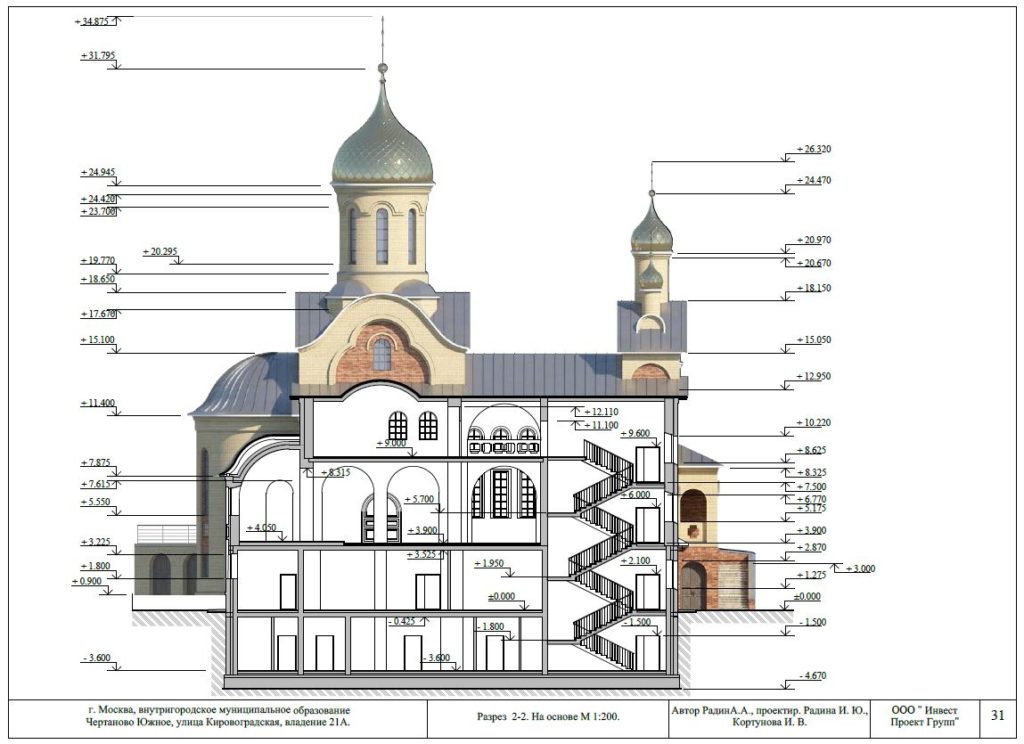 Чертеж разрез храма